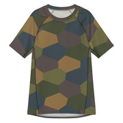 Lozenge Aircraft Five-Color CAMO Mens Short-Sleeve Rash Guard - 2XS - SS