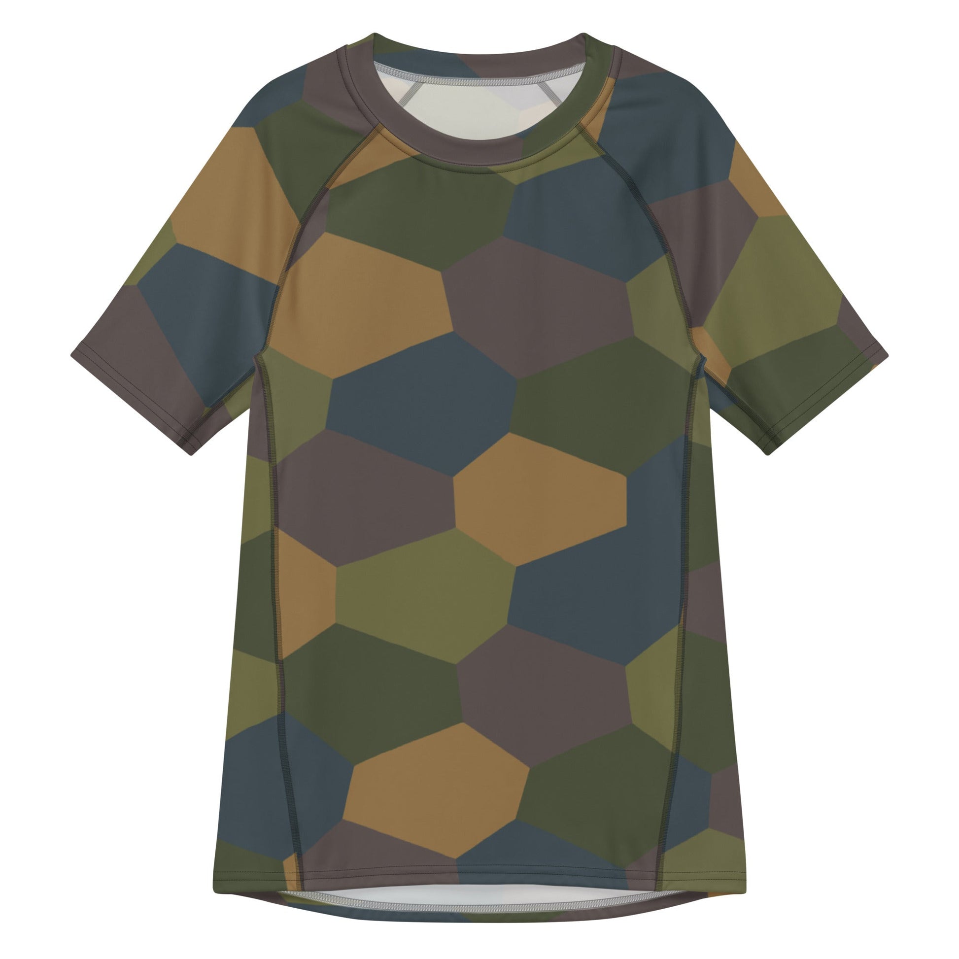 German WWI 5-Color Lozenge Aircraft CAMO Mens Short-Sleeve Rash Guard - 2XS