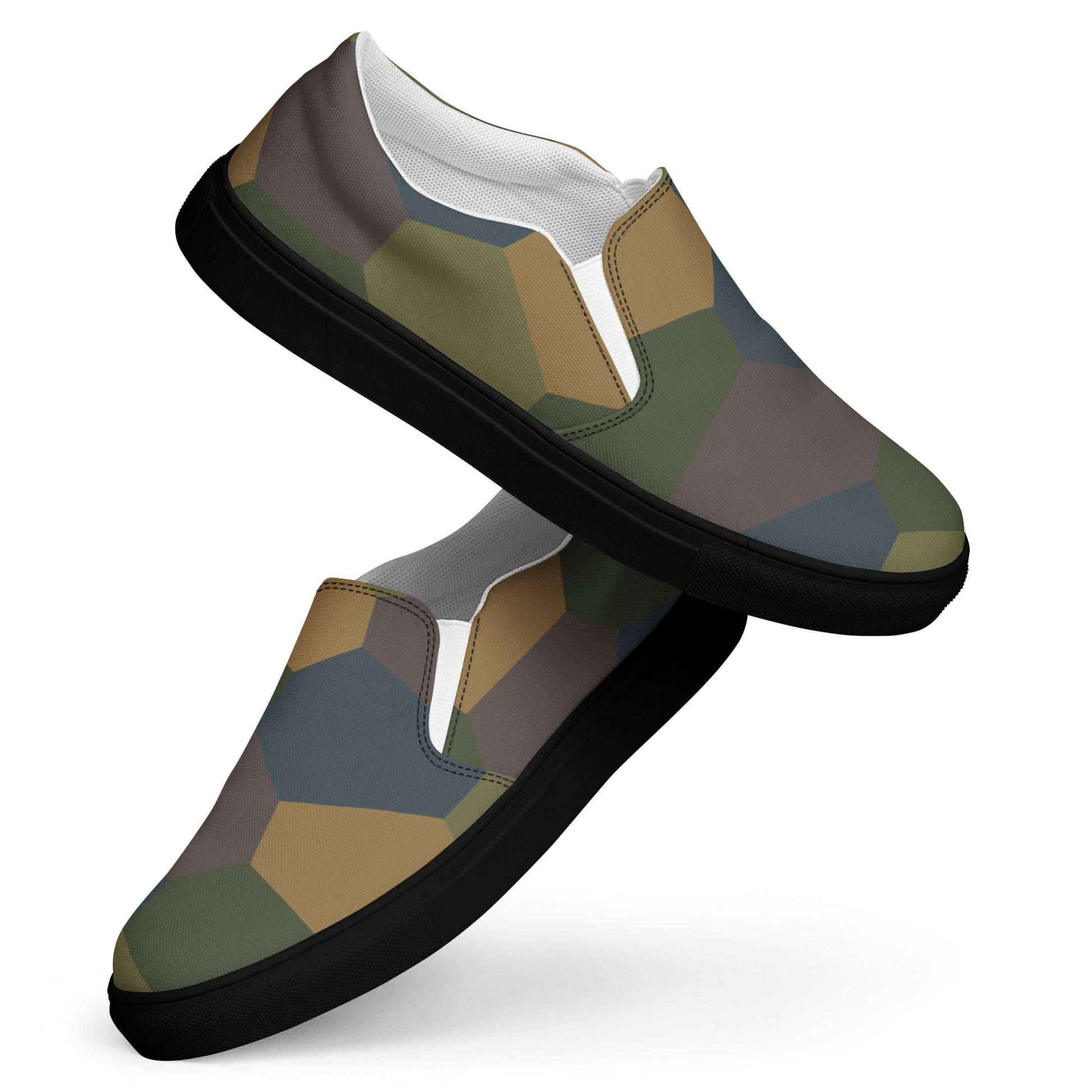 German WWI 5-Color Lozenge Aircraft CAMO Mens Slip-On Canvas Shoes