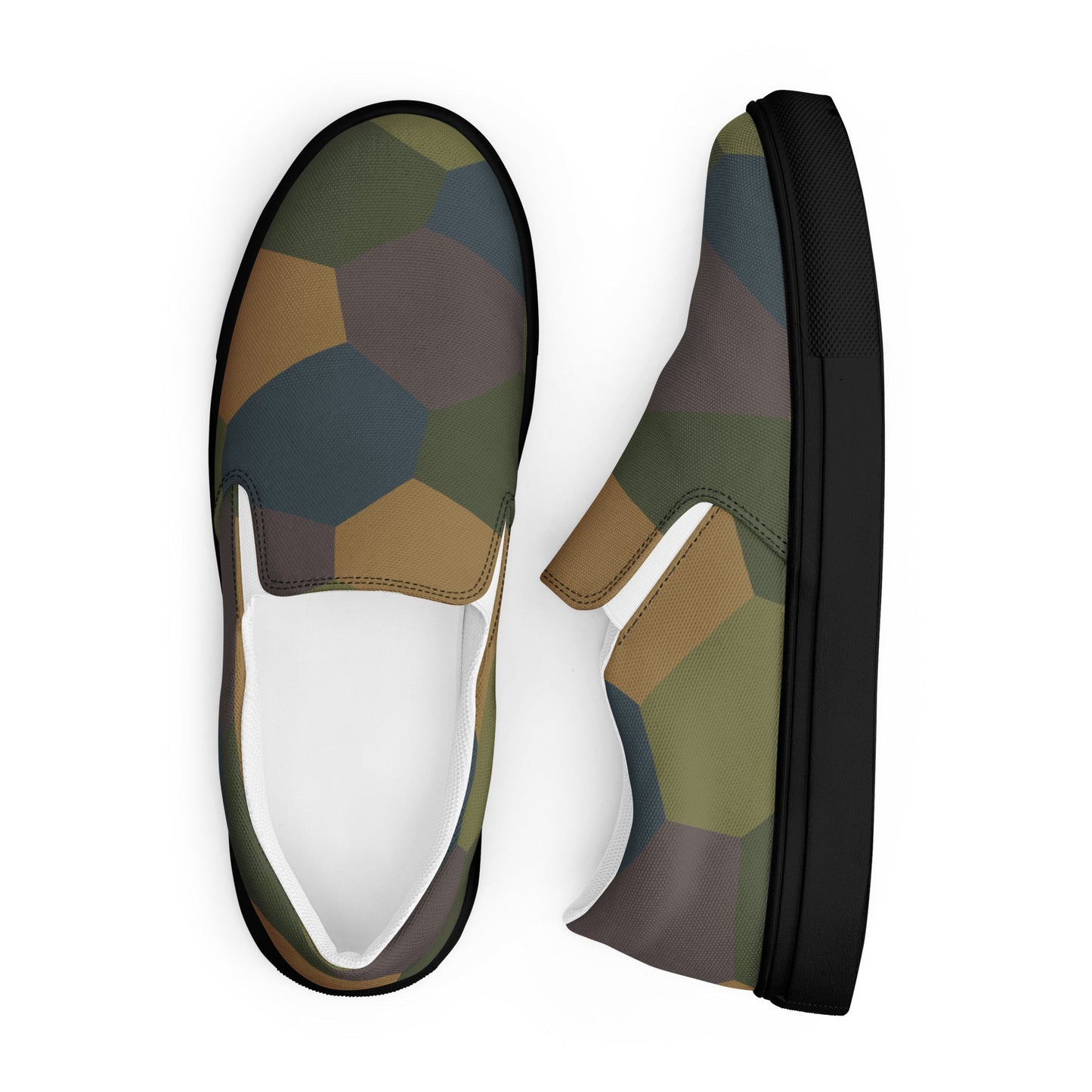 German WWI 5-Color Lozenge Aircraft CAMO Mens Slip-On Canvas Shoes