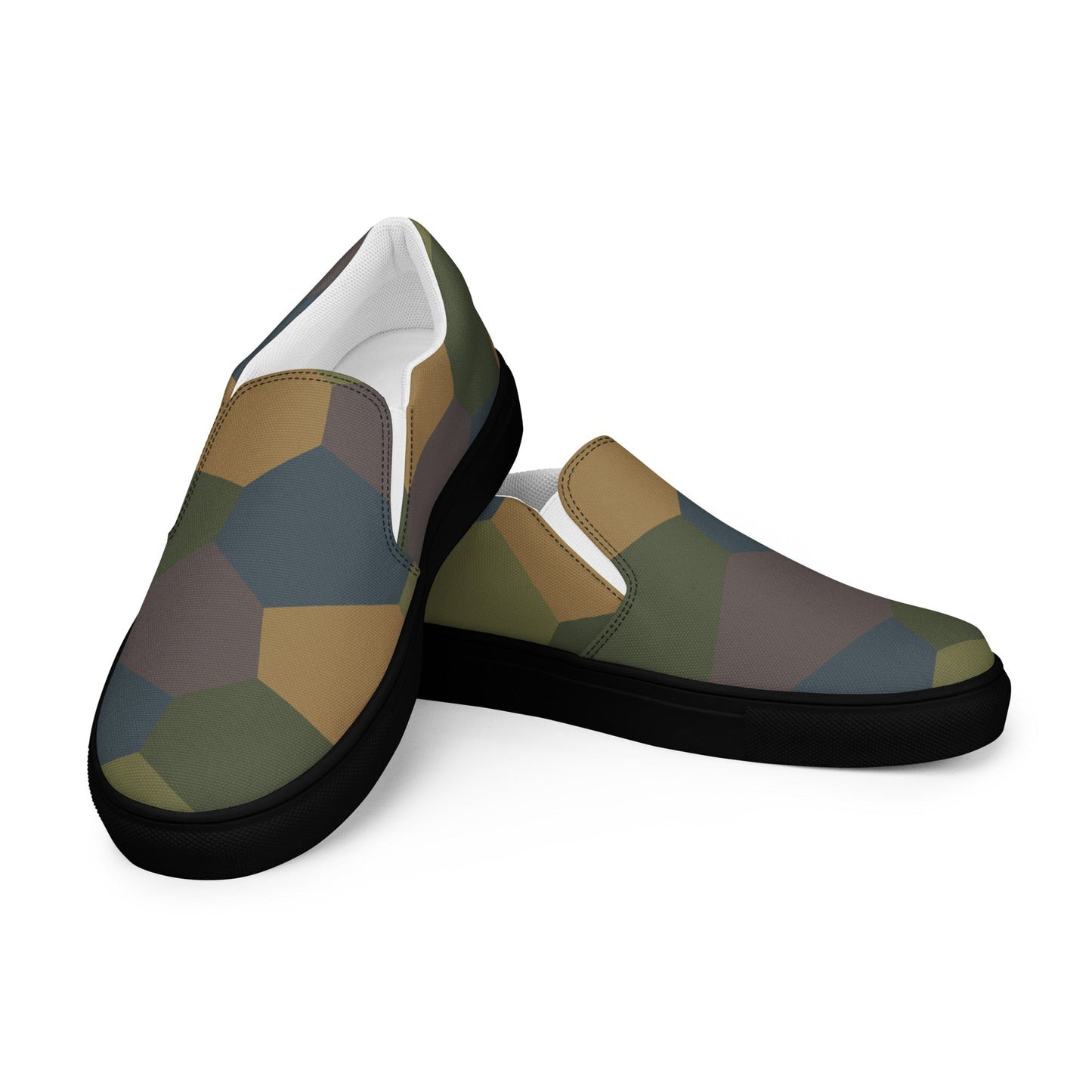 German WWI 5-Color Lozenge Aircraft CAMO Mens Slip-On Canvas Shoes - 5