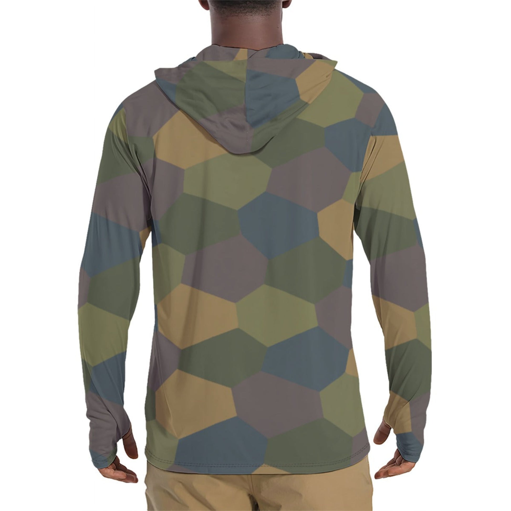 German WWI 5-Color Lozenge Aircraft CAMO Mens Sunscreen Sports Hoodie With Thumb Holes
