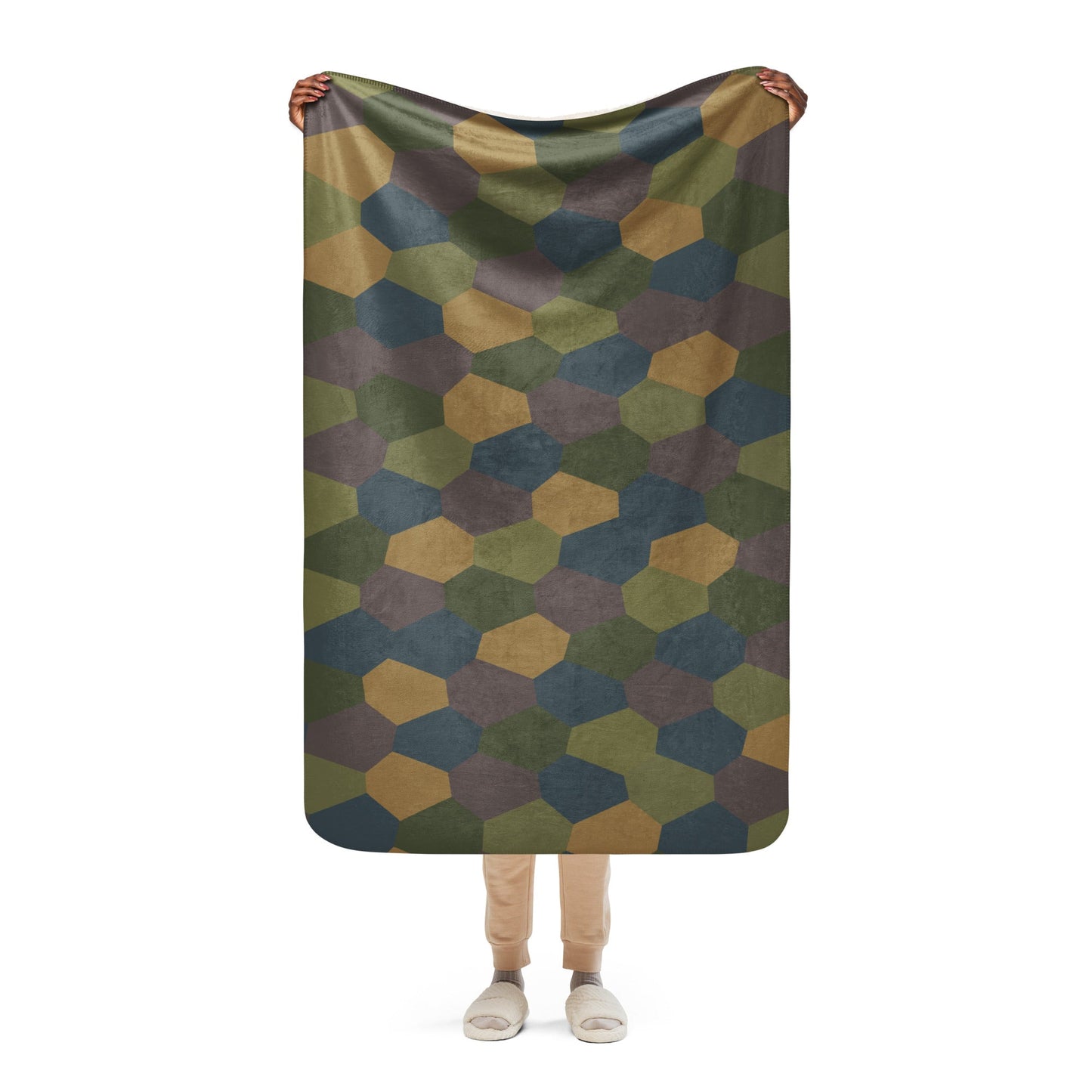 German WWI 5-Color Lozenge Aircraft CAMO Sherpa Blanket - 37″×57″