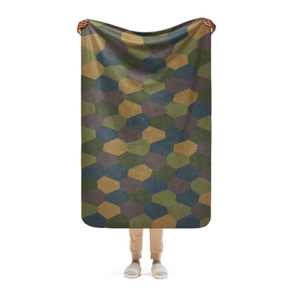German WWI 5-Color Lozenge Aircraft CAMO Sherpa Blanket - 37″×57″