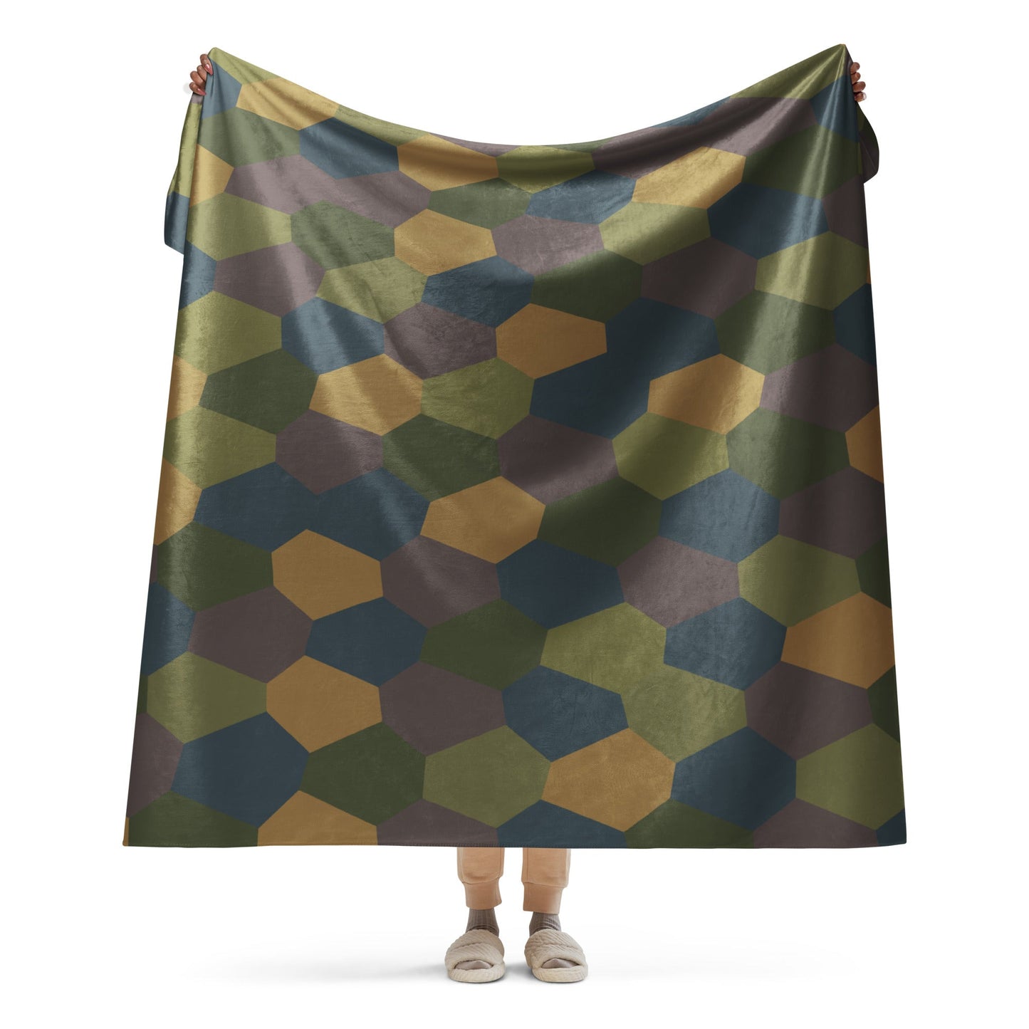 German WWI 5-Color Lozenge Aircraft CAMO Sherpa Blanket - 60″×80″