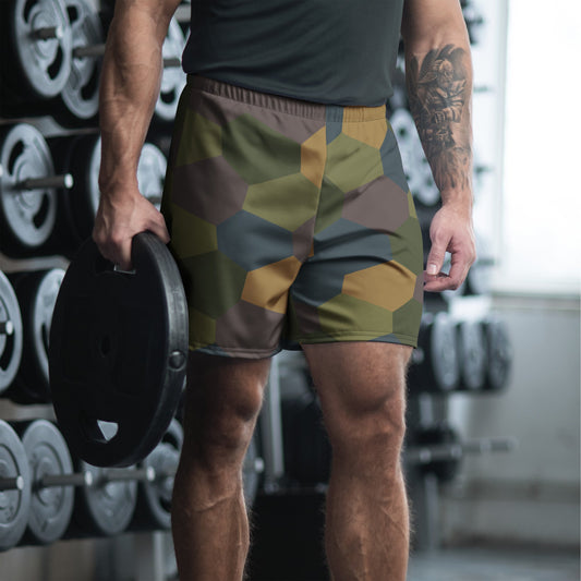 German WWI 5-Color Lozenge Aircraft CAMO Unisex Athletic Long Shorts - 2XS
