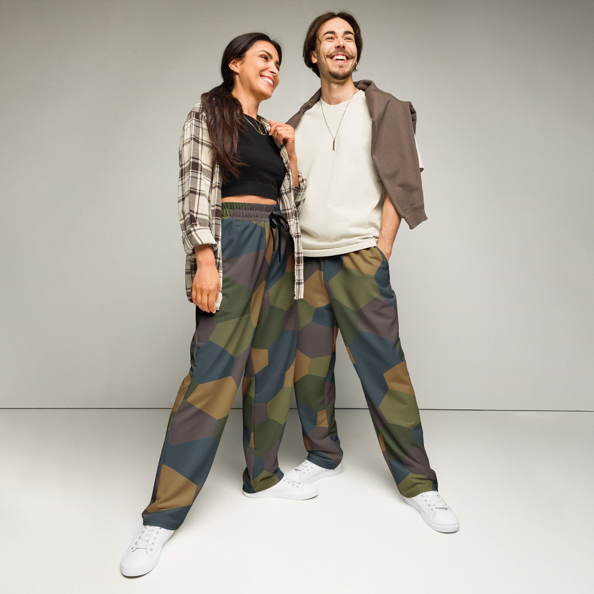 German WWI 5-Color Lozenge Aircraft CAMO Unisex Wide-Leg Joggers - 2XS