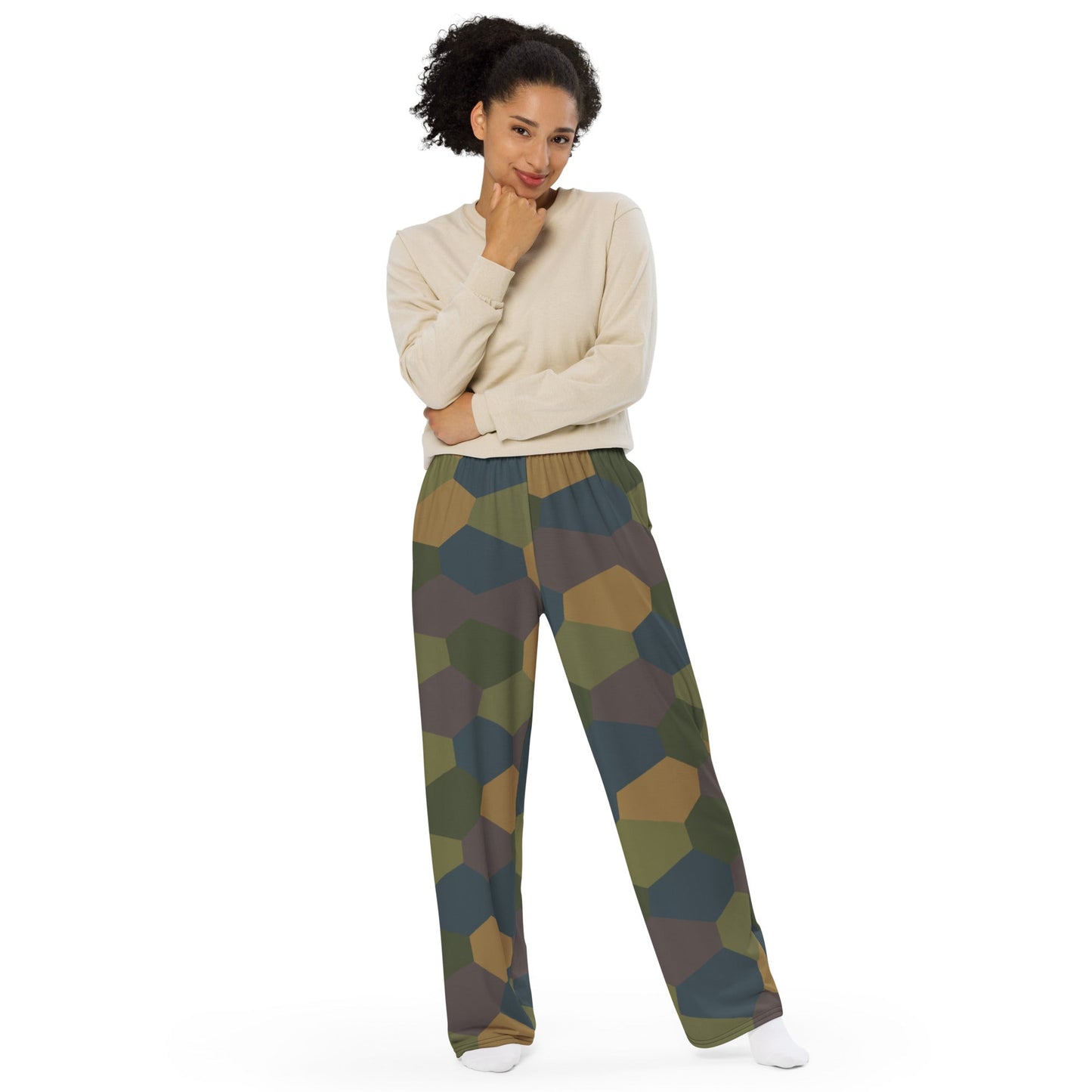 German WWI 5-Color Lozenge Aircraft CAMO Unisex Wide-Leg Leisure Pants
