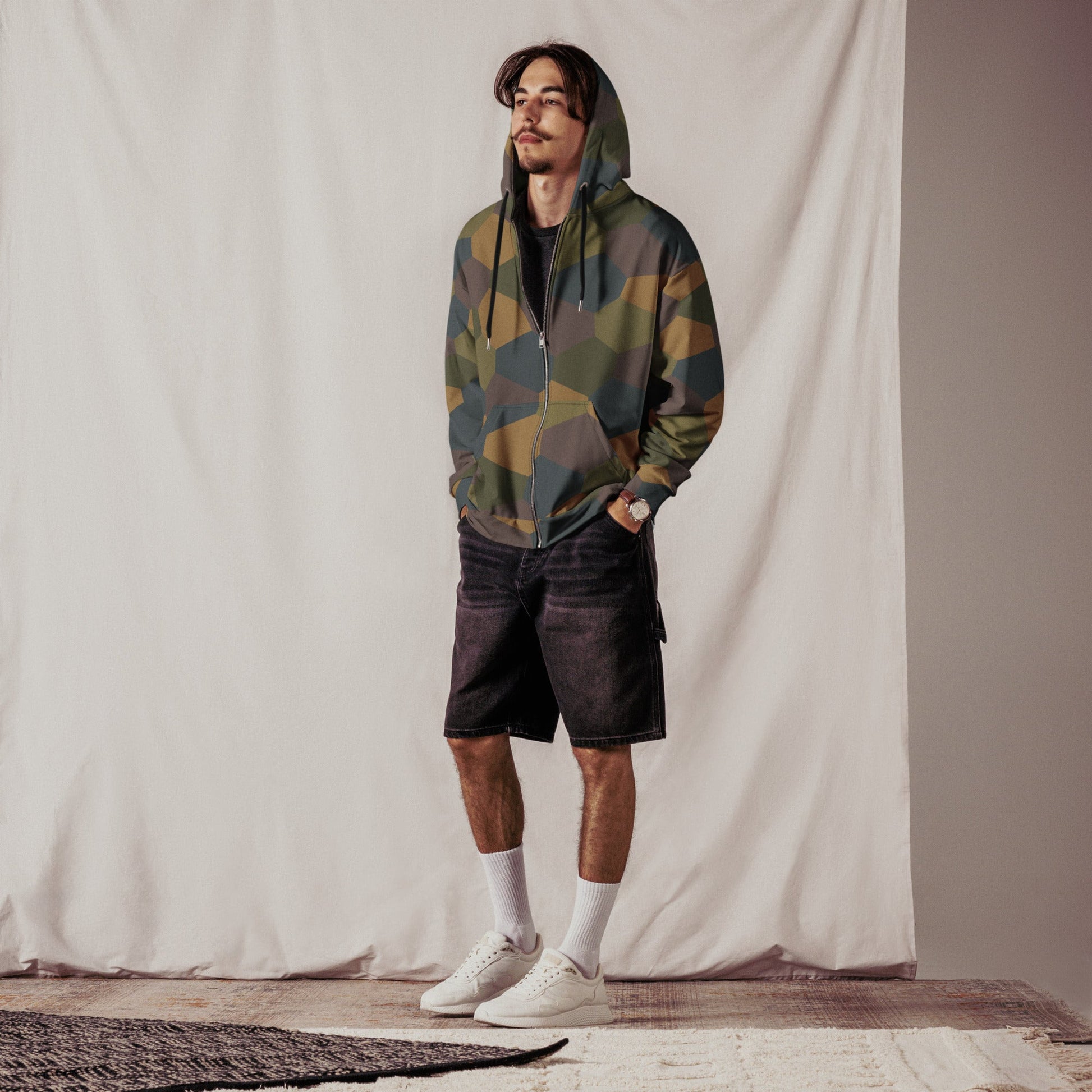 German WWI 5-Color Lozenge Aircraft CAMO Unisex Zip Hoodie