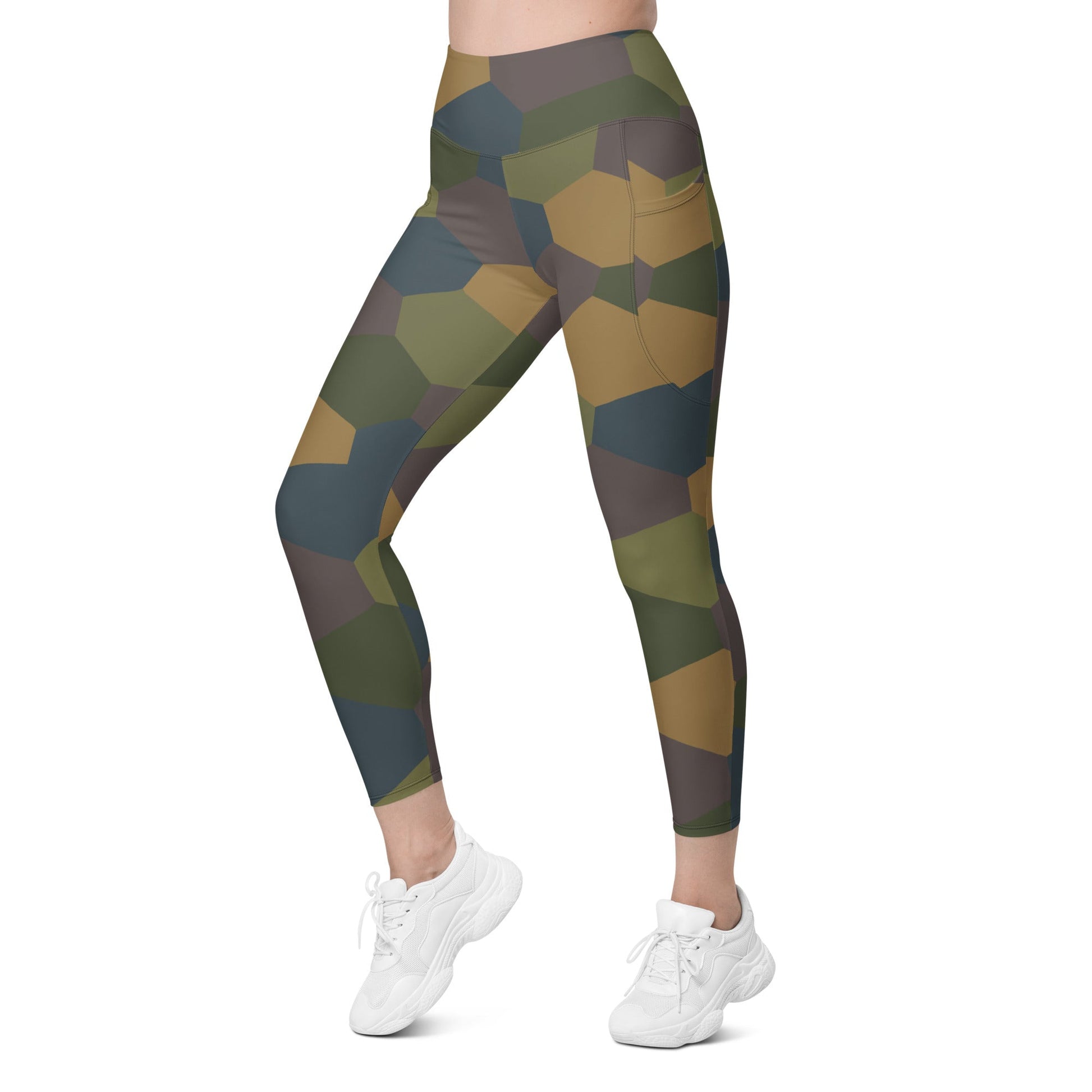 German WWI 5-Color Lozenge Aircraft CAMO Womens Leggings with Pockets