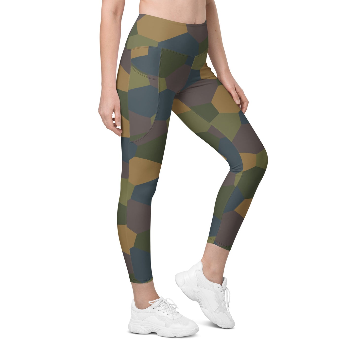 German WWI 5-Color Lozenge Aircraft CAMO Womens Leggings with Pockets - 2XS