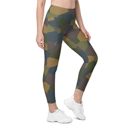 German WWI 5-Color Lozenge Aircraft CAMO Womens Leggings with Pockets - 2XS