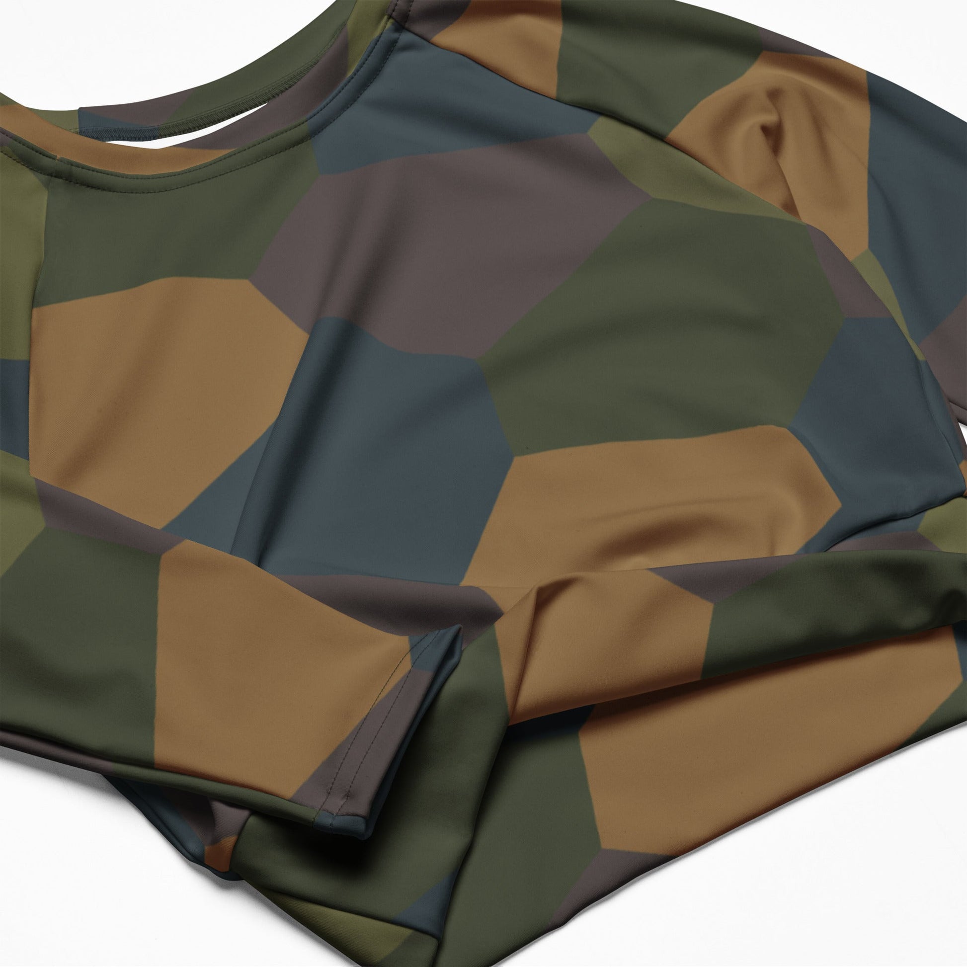 German WWI 5-Color Lozenge Aircraft CAMO Womens Long-Sleeve Crop Top