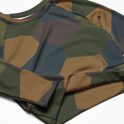 German WWI 5-Color Lozenge Aircraft CAMO Womens Long-Sleeve Crop Top