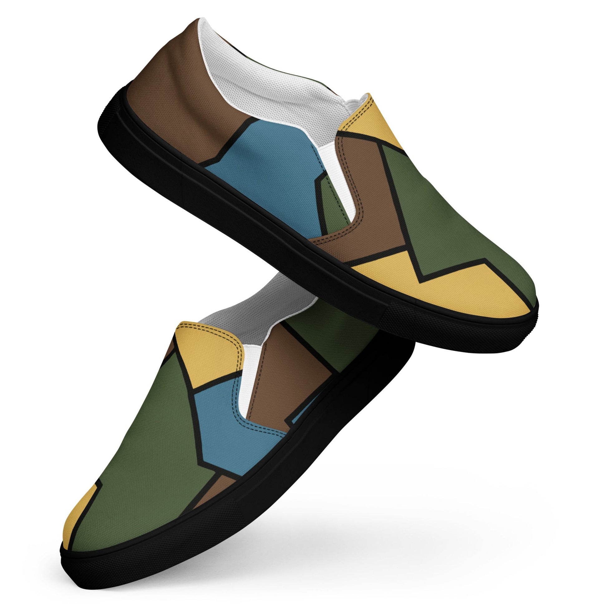 German WWI Sky Turtle Shell Stahlhelm CAMO Mens Slip-On Canvas Shoes