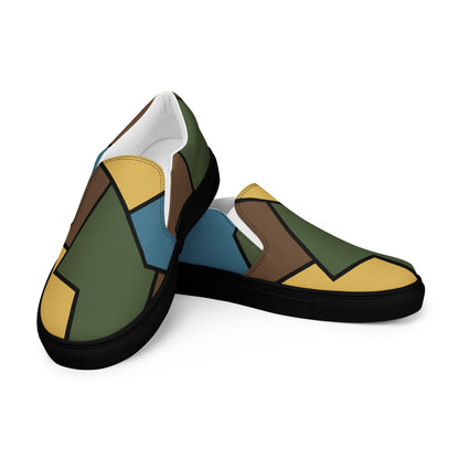German WWI Sky Turtle Shell Stahlhelm CAMO Mens Slip-On Canvas Shoes - 5