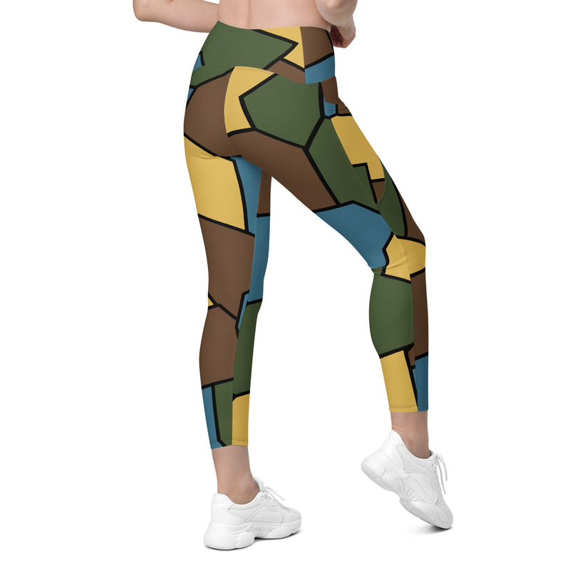 Turtle Shell Stahlhelm Sky CAMO Womens Leggings with Pockets - Women