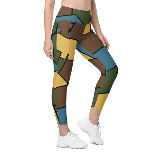 German WWI Sky Turtle Shell Stahlhelm CAMO Womens Leggings with Pockets - 2XS