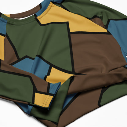 German WWI Sky Turtle Shell Stahlhelm CAMO Womens Long-Sleeve Crop Top