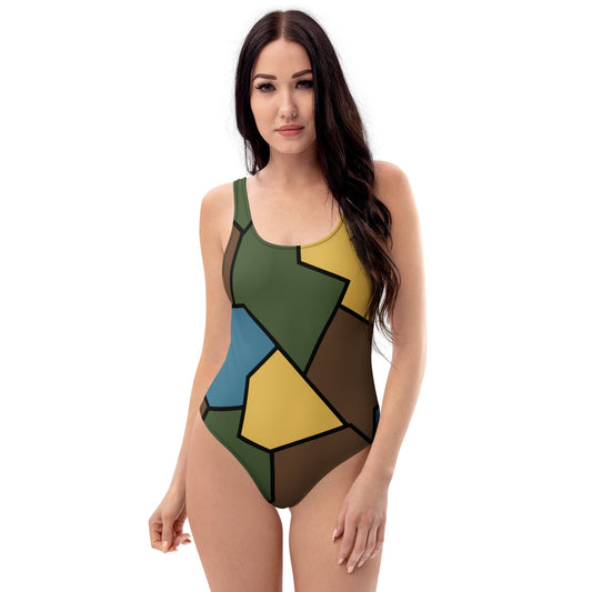 German WWI Sky Turtle Shell Stahlhelm CAMO Womens One-Piece Swimsuit - XS