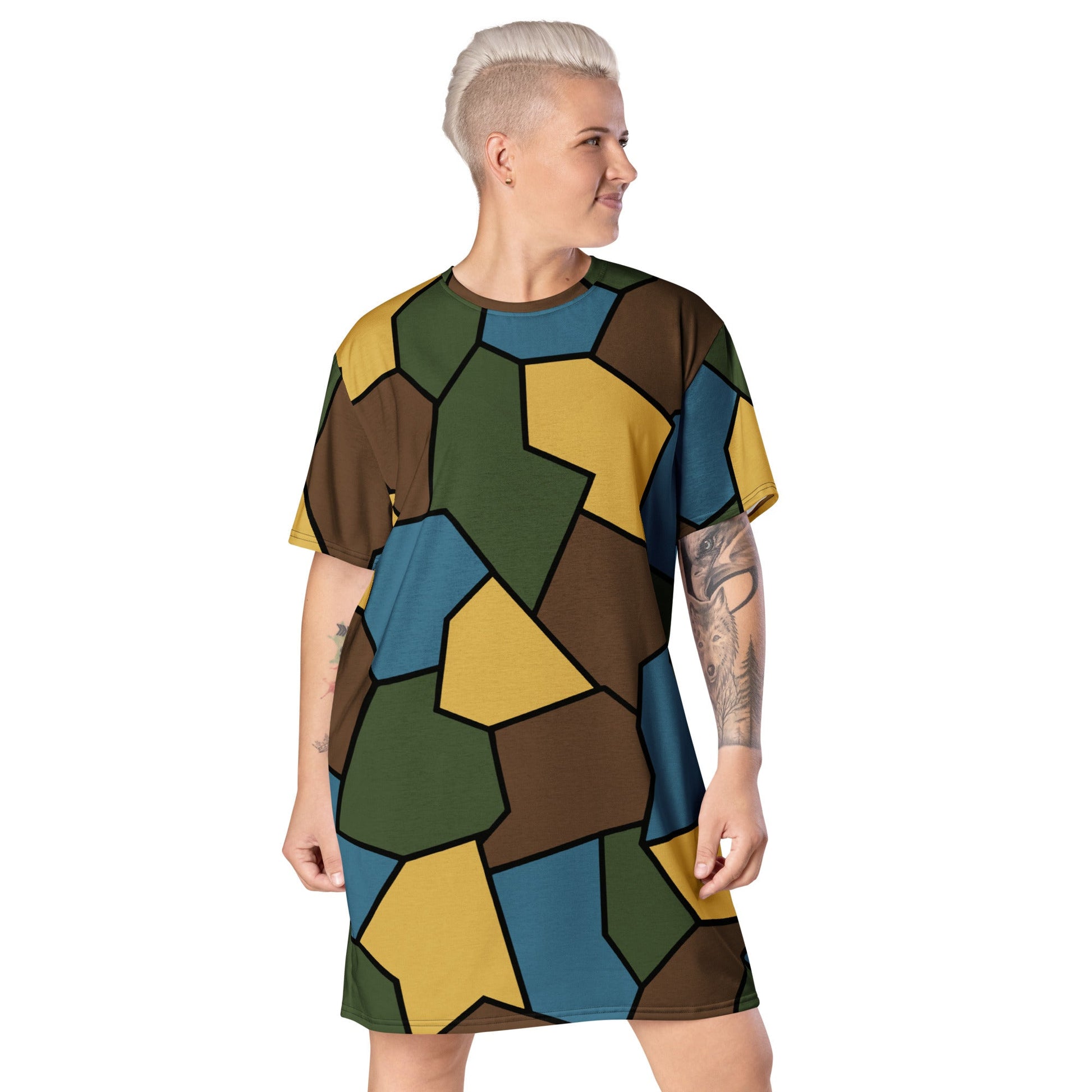 German WWI Sky Turtle Shell Stahlhelm CAMO Womens T-Shirt Dress