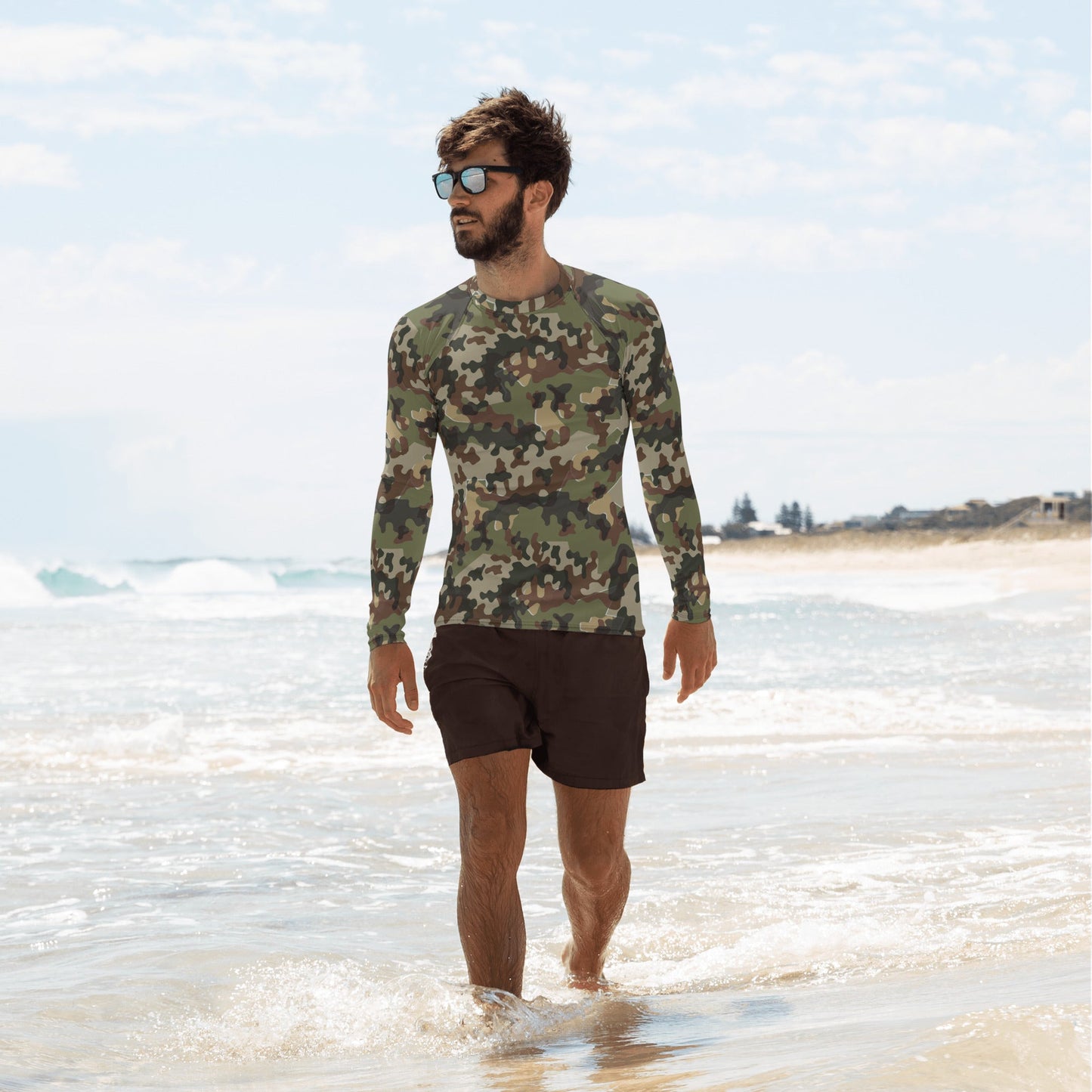 German Zelt-tarnmuster Autumn CAMO Mens Long-sleeve Rash Guard - XS - Guards