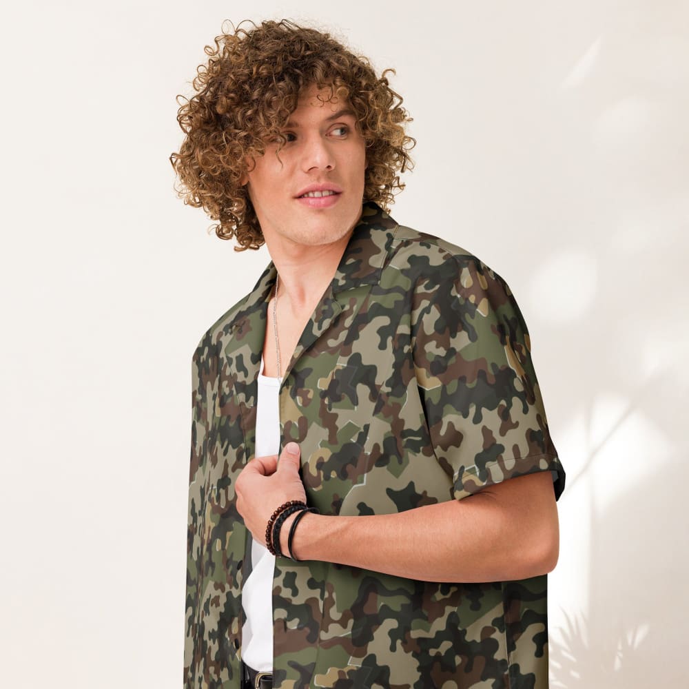 German Zelt-tarnmuster Autumn CAMO Unisex button shirt - Button Shirt