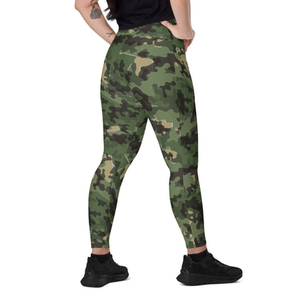 German Zelt-tarnmuster Summer CAMO Leggings with pockets - 2XS - Womens With Pockets