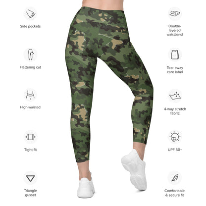 German Zelt-tarnmuster Summer CAMO Leggings with pockets - Womens With Pockets