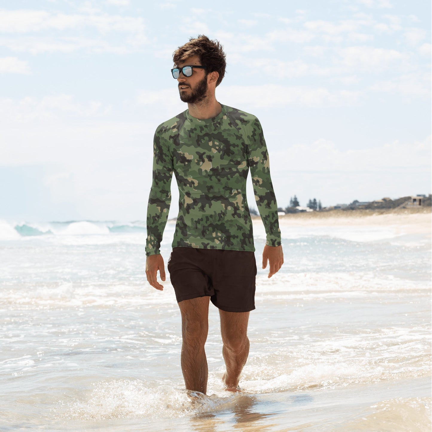 German Zelt-tarnmuster Summer CAMO Mens Long-sleeve Rash Guard - XS - Guards