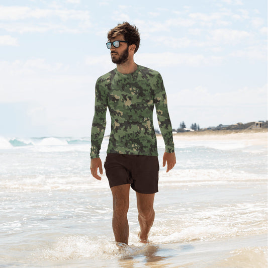 German Zelt-tarnmuster Summer CAMO Mens Long-sleeve Rash Guard - XS - Guards