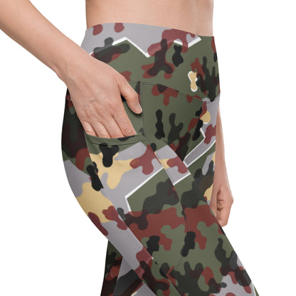 German Zelt-tarnmuster Winter CAMO Leggings with pockets - Womens With Pockets