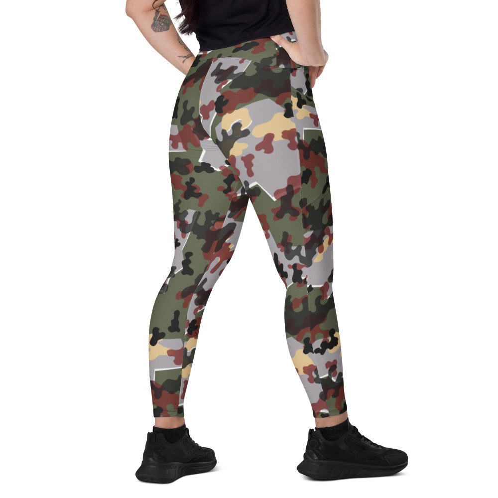 German Zelt-tarnmuster Winter CAMO Leggings with pockets - 2XS - Womens With Pockets