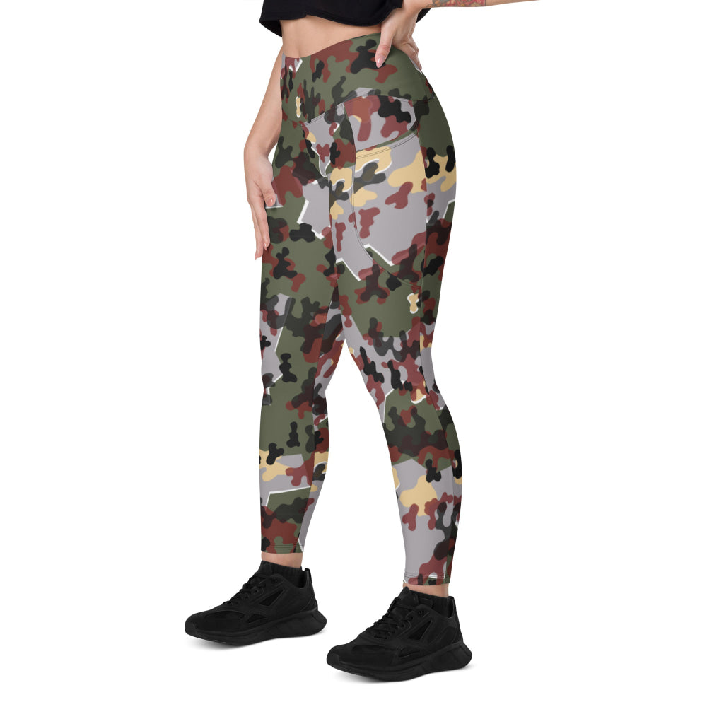 German Zelt-tarnmuster Winter CAMO Leggings with pockets - Womens With Pockets