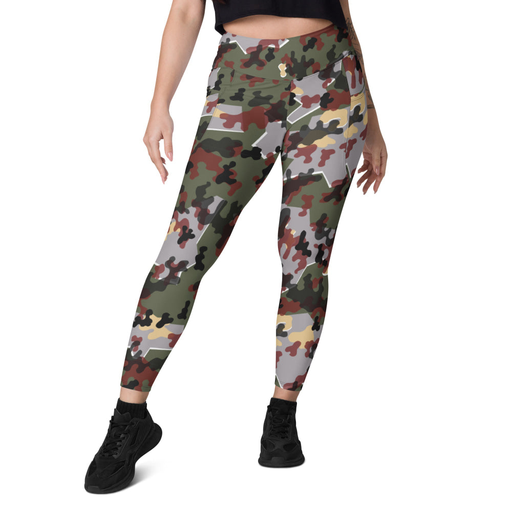 German Zelt-tarnmuster Winter CAMO Leggings with pockets - Womens With Pockets