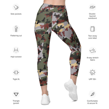 German Zelt-tarnmuster Winter CAMO Leggings with pockets - Womens With Pockets