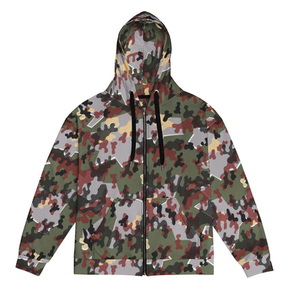 German Zelt-tarnmuster Winter CAMO Unisex zip hoodie - 2XS - Zip Hoodies