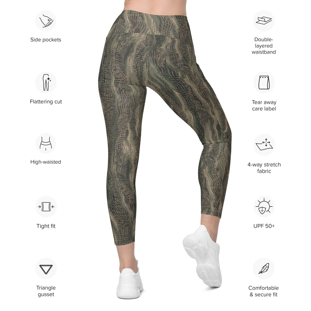 Ghillie Sniper Veil CAMO Leggings with pockets - Womens With Pockets