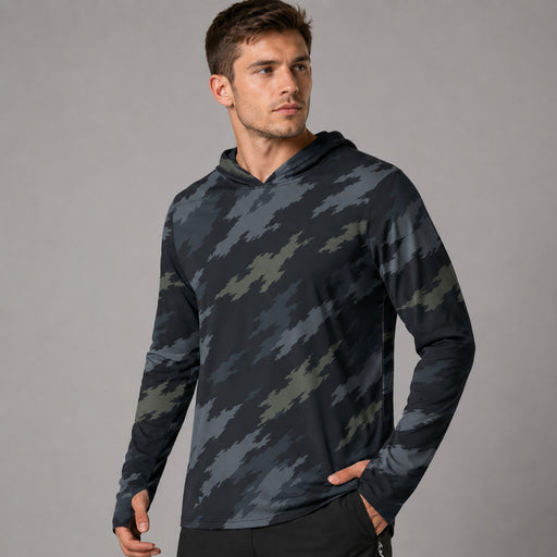Ghost Ops Nightfall CAMO Mens Sunscreen Sports Hoodie With Thumb Holes - S / White