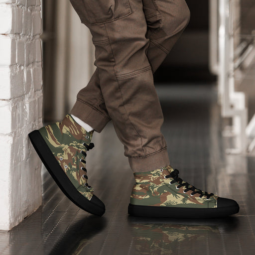 Lizard Greek Naval Special Warfare CAMO Mens High-Top Canvas Shoes - Black / 5