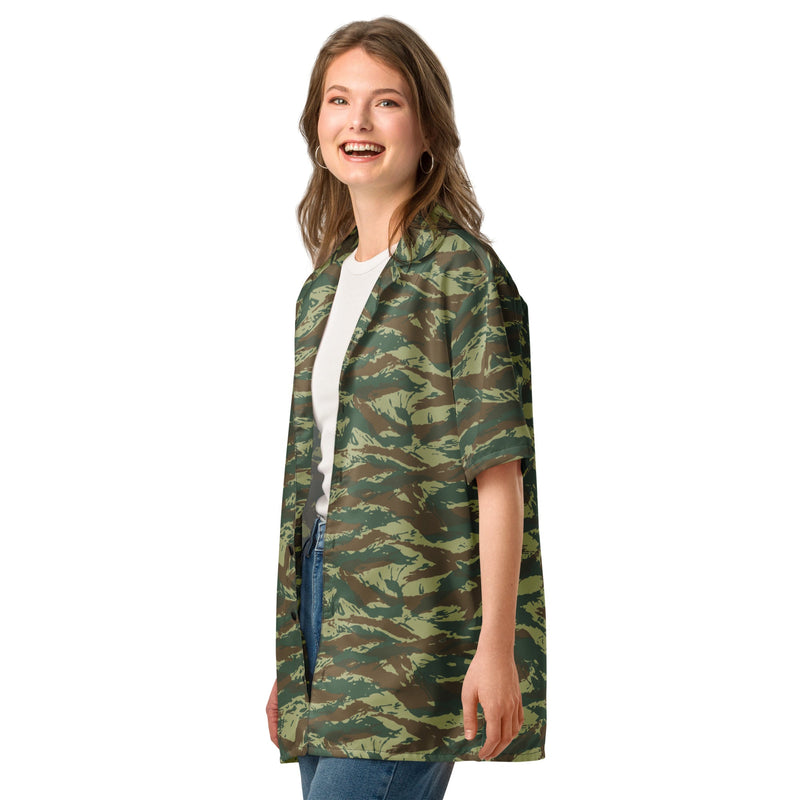 Lizard Greek Woodland CAMO Unisex Short-Sleeve Button Shirt - Button-Up