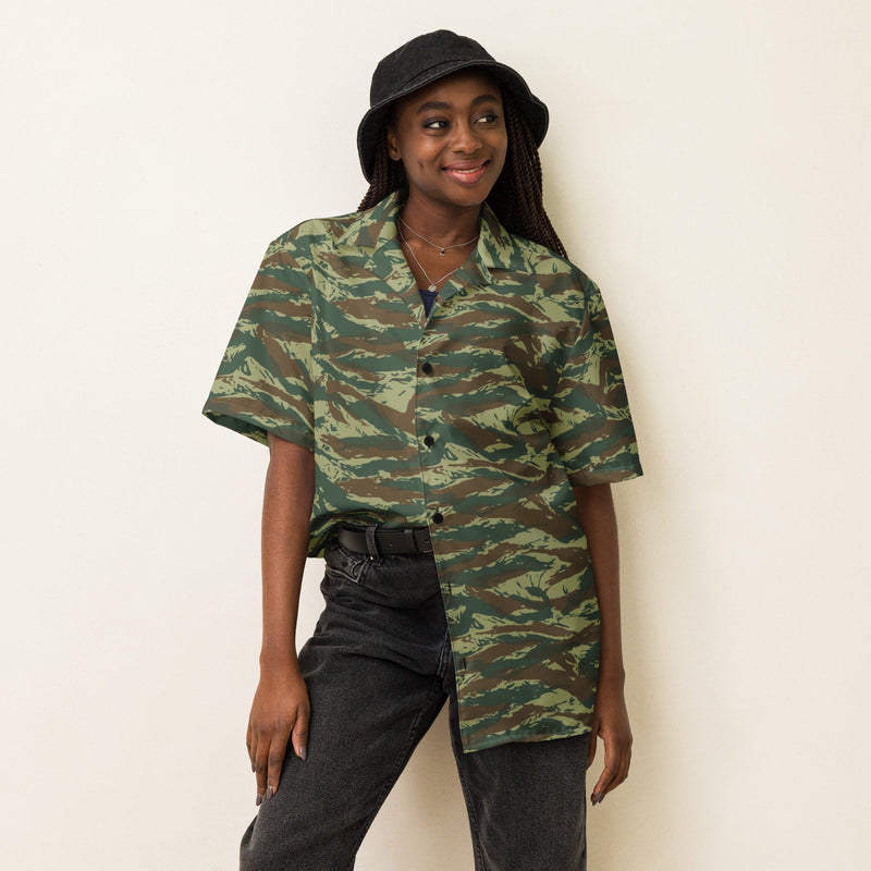 Lizard Greek Woodland CAMO Unisex Short-Sleeve Button Shirt - Button-Up