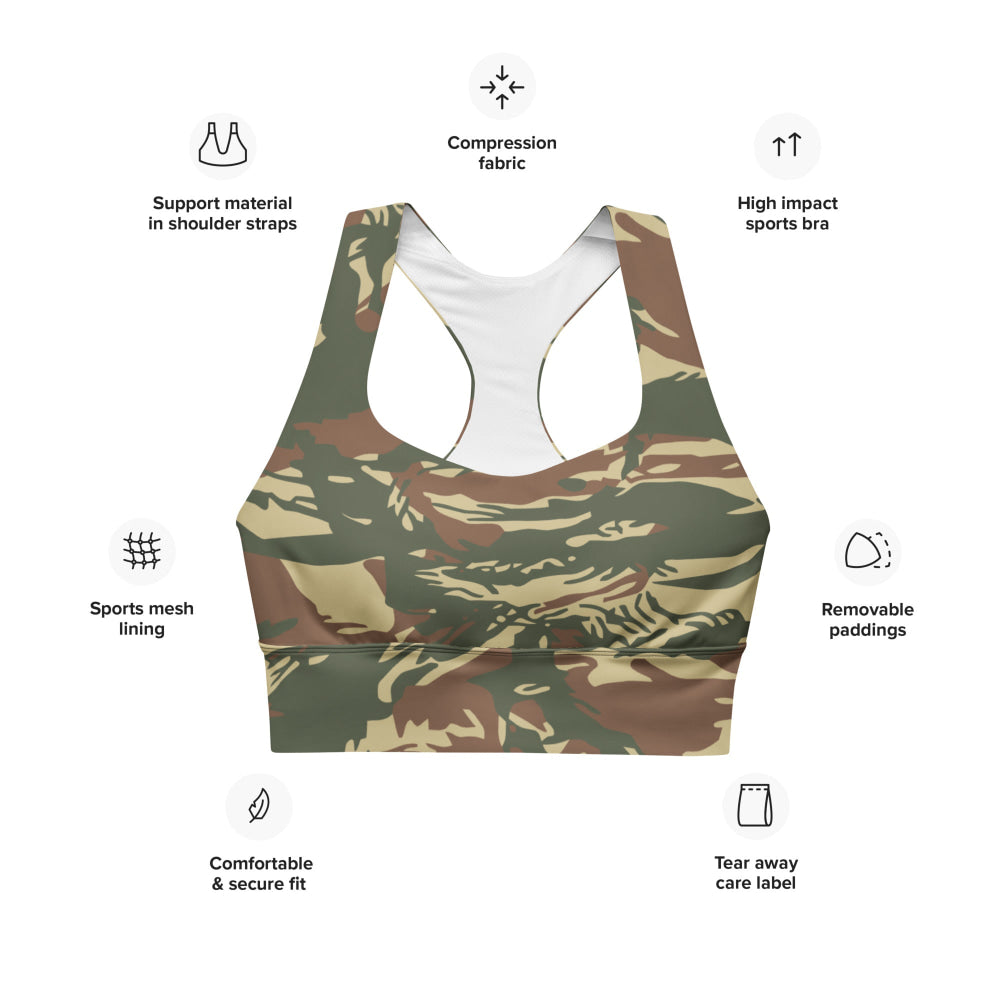 Greek Navy Special Forces (DYK) Lizard CAMO Longline sports bra - Womens Sports Bra