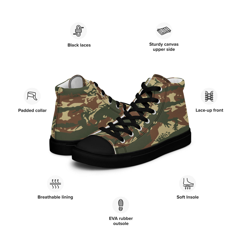 Greek Navy Special Forces (DYK) Lizard CAMO Men’s high top canvas shoes - Mens High Top Canvas Shoes