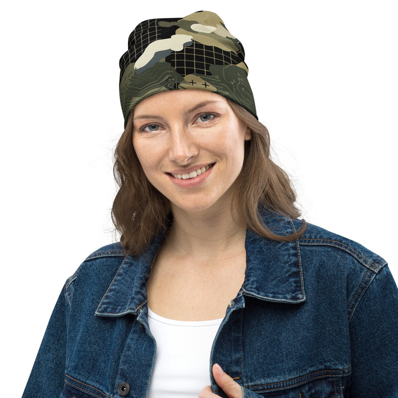 Gridveil Circuit Woodland CAMO Beanie - Head