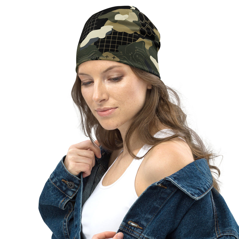 Gridveil Circuit Woodland CAMO Beanie - Head