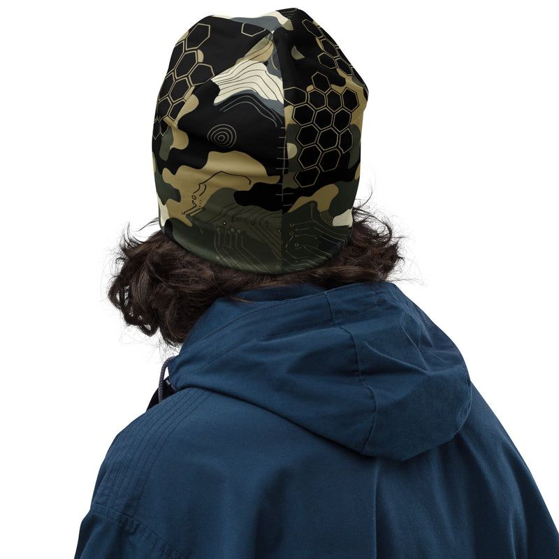 Gridveil Circuit Woodland CAMO Beanie - Head