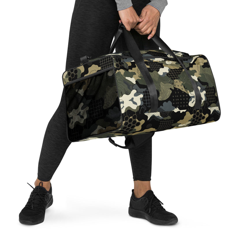 Gridveil Circuit Woodland CAMO Duffle Bag