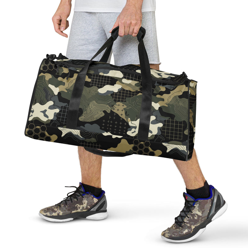 Gridveil Circuit Woodland CAMO Duffle Bag