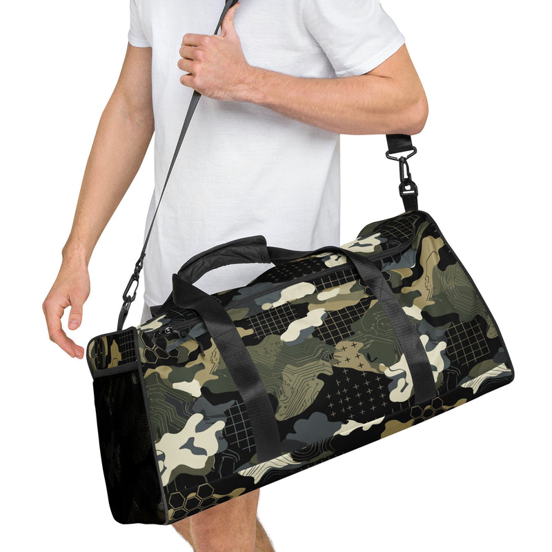 Gridveil Circuit Woodland CAMO Duffle Bag